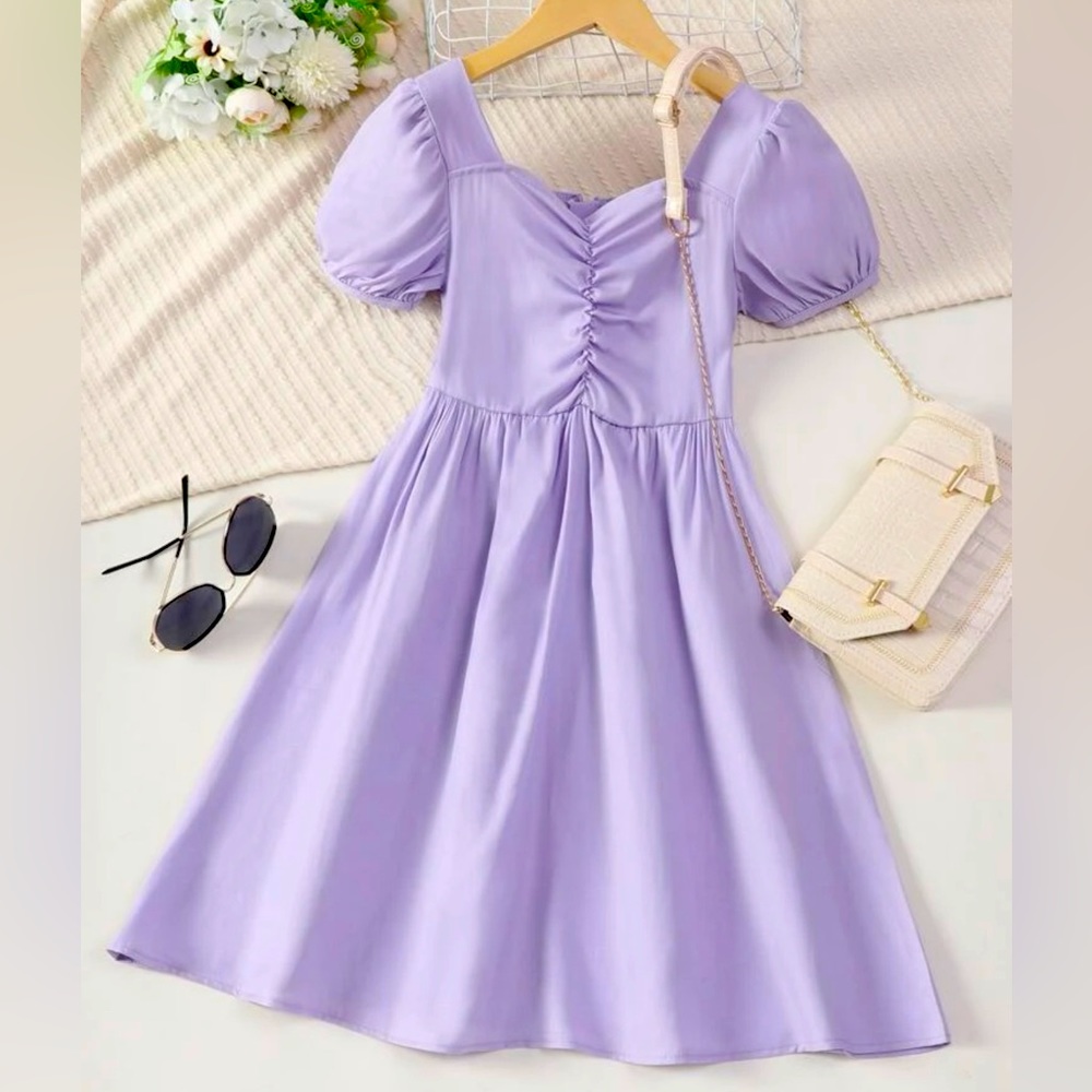 Girl puff sleeve A-line Dress